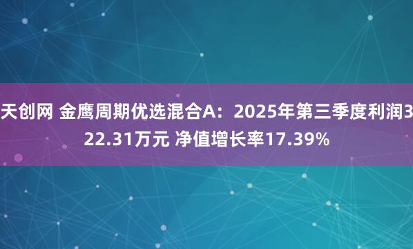 天创网 金鹰周期优选混合A：2025年第三季度利润322.31万元 净值增长率17.39%