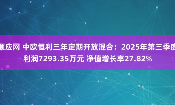 顺应网 中欧恒利三年定期开放混合：2025年第三季度利润7293.35万元 净值增长率27.82%