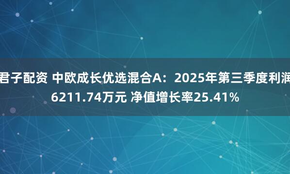 君子配资 中欧成长优选混合A：2025年第三季度利润6211.74万元 净值增长率25.41%